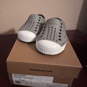 Native Shoes Kids' Jefferson Gray and White Sneakers